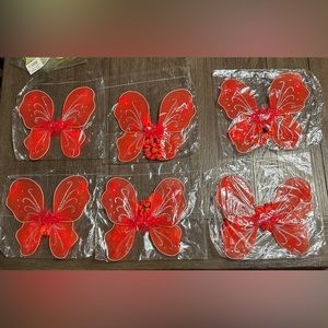 NEW 6 Pairs of Red Glitter Infant Fairy Wings Photography Props